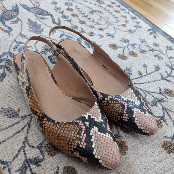 MADEWELL Margo Snakeskin Embossed Slingback Leather Flat - Picture 4 of 6
